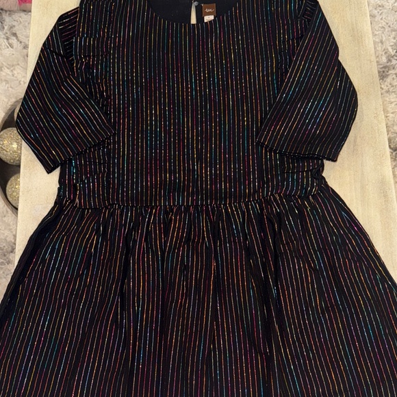 Tea Collection Black Dress with Colorful Stripes - Picture 1 of 3